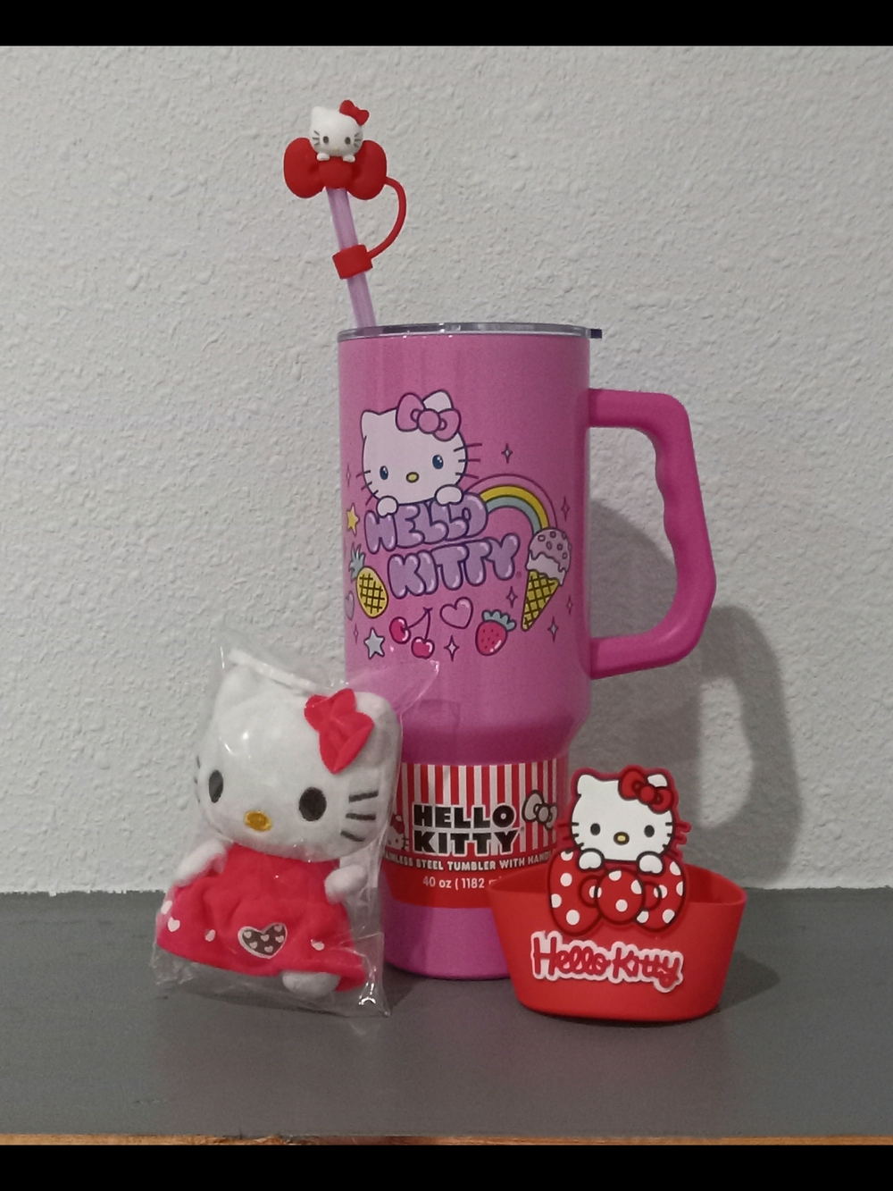 Hello Kitty Pink Party Stainless Steel Tumbler Set with Straw
